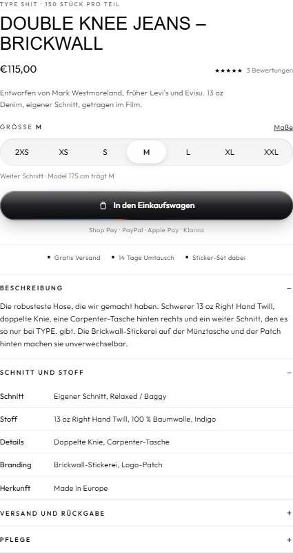 Kaufbereich mit Reitern am Desktop