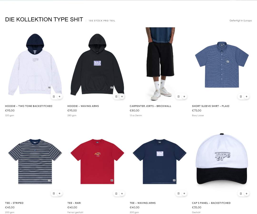 Die Kollektion TYPE SHIT am Desktop