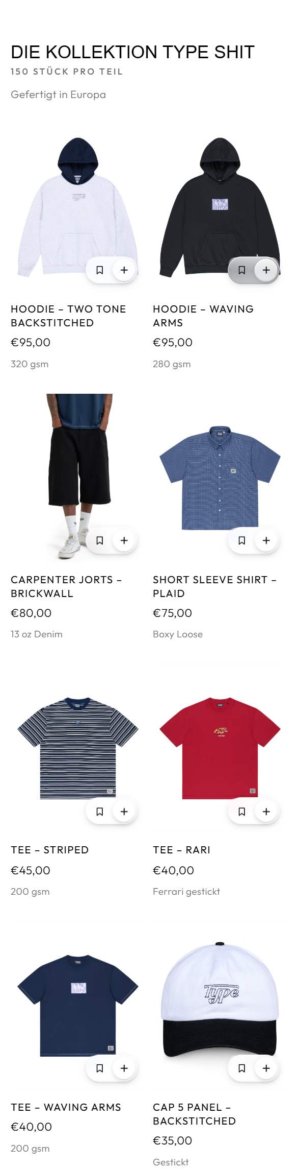 Die Kollektion TYPE SHIT am Handy
