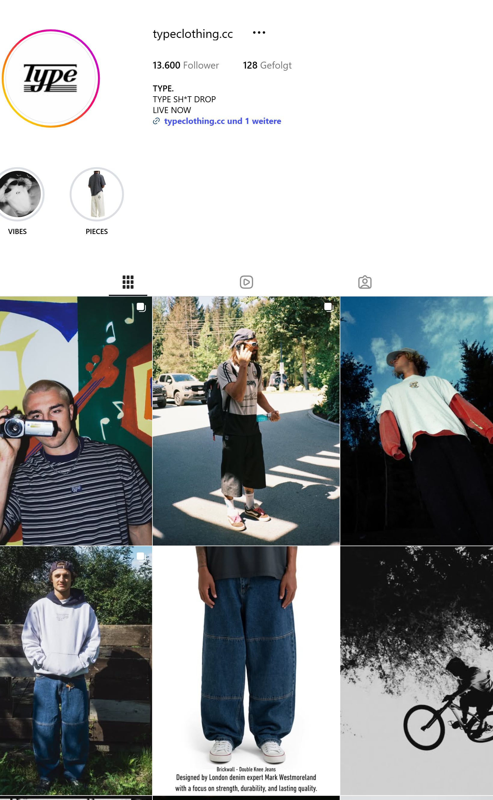 Instagram-Profil von TYPE. mit den neuesten Beiträgen