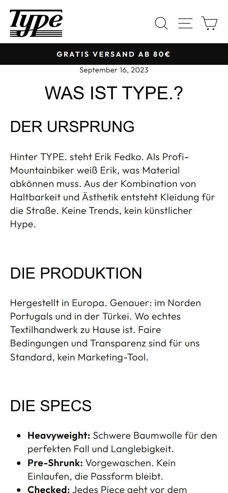 Markenseite Was ist TYPE. mobil